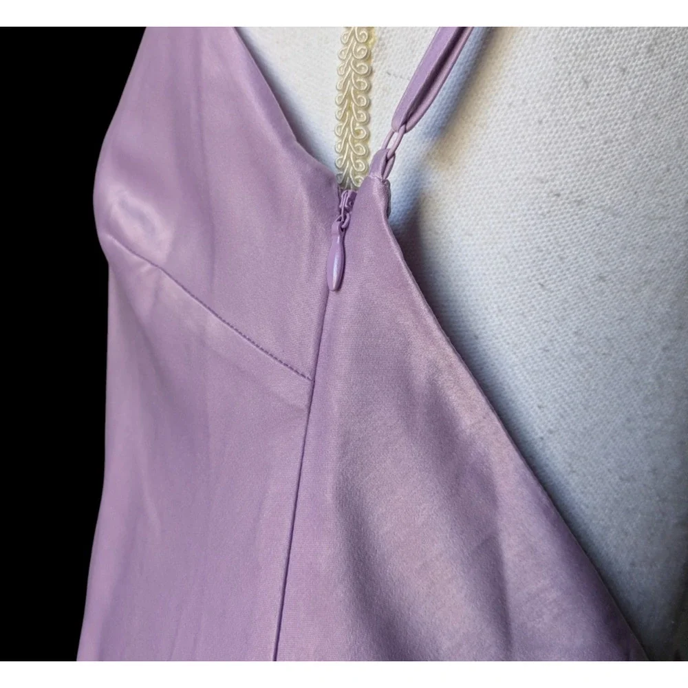 Abercrombie & Fitch Lilac Purple Low Back Gown Maxi Dress New XS Bias Cut Slit